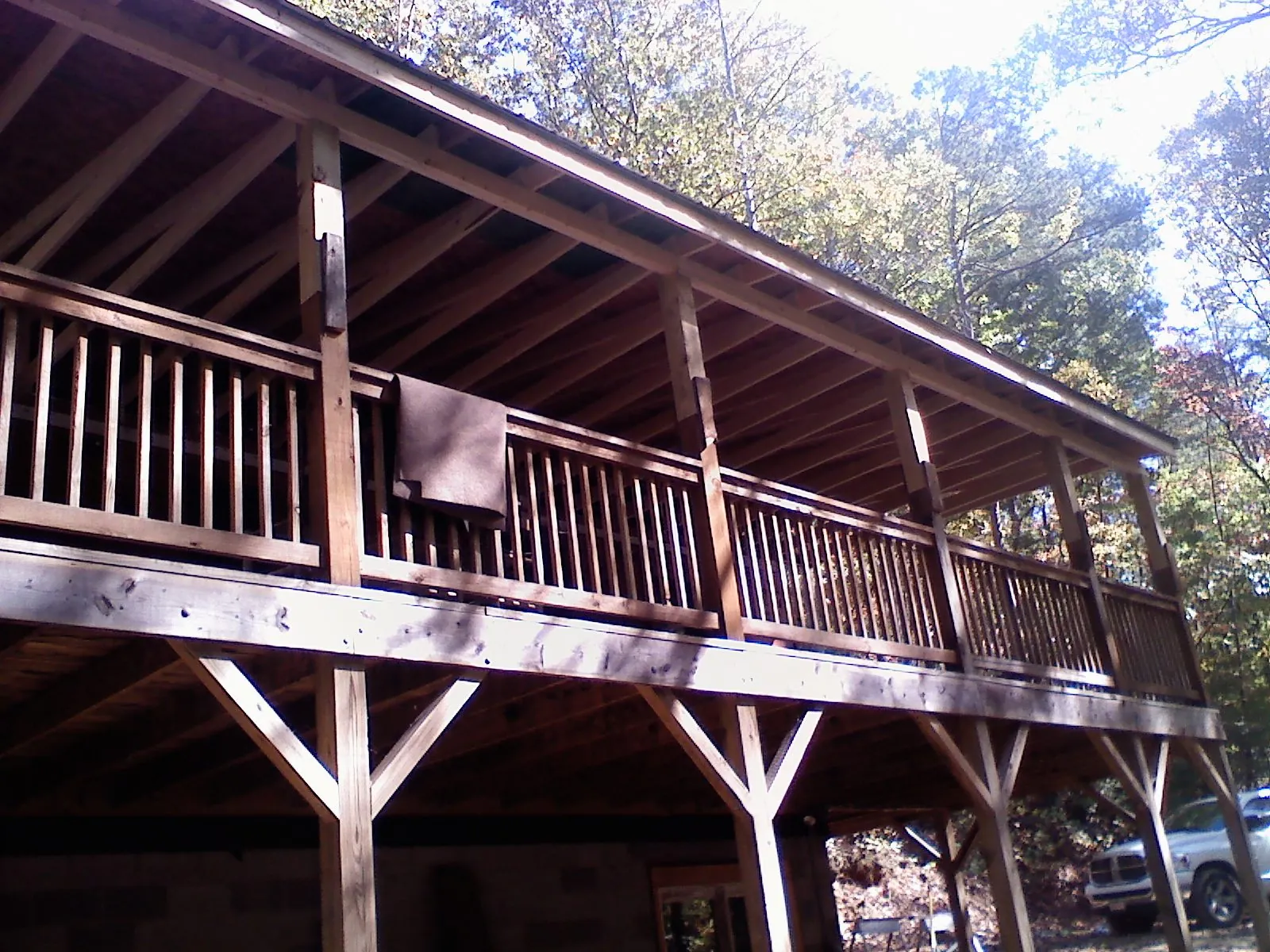 Timber framing under a new elevated porch and deck — Roof Leak Repair in Honey Brook by Roofing Brothers
